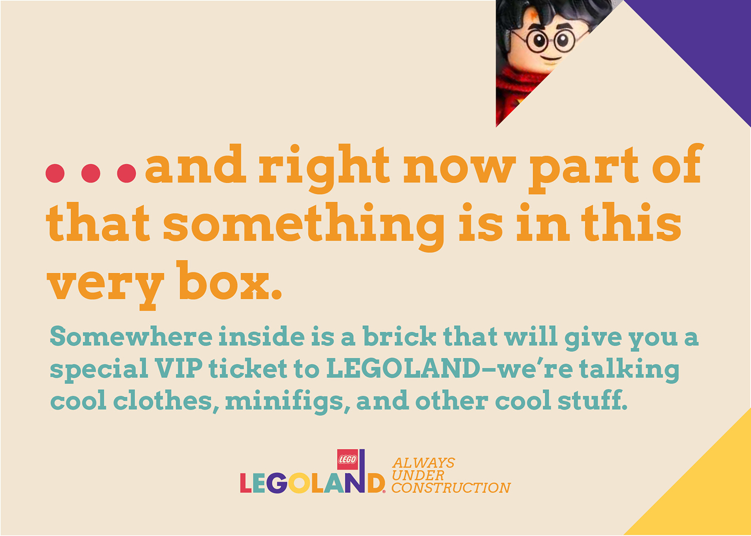 Legoland pagkaging card back.